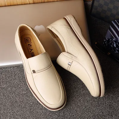 Men's Genuine Leather Apricot Shoes